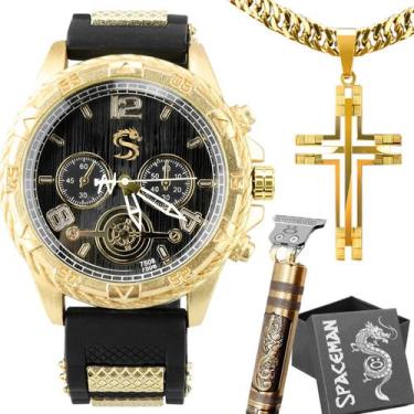 Imagem de Kit Relogio Masculino analógico personalizado + acessorios Maquina Bar