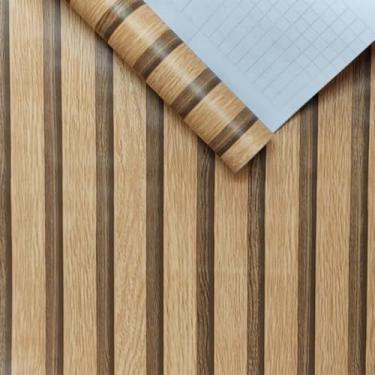 Imagem de Papel de Parede Madeirado Texturizado Bege/Marrom 5 metros = 1 Rolo de 5m X 45cm Adesivo Autocolante Sala, Quarto