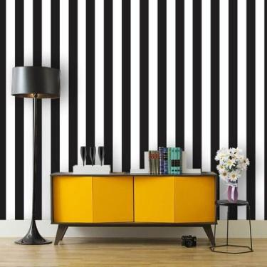 Imagem de Papel de Parede Autocolante Preto e Branco Listrado 270 - Geral