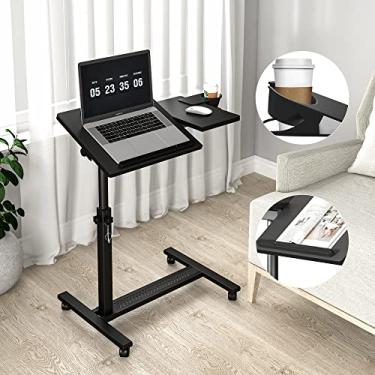 Imagem de Panta Suporte de laptop ajustável em altura, mesa sobre cama com 2 mesas inclinadas, mesa móvel para laptop para sofá com suporte de copos, estação de trabalho de computador móvel para escritório