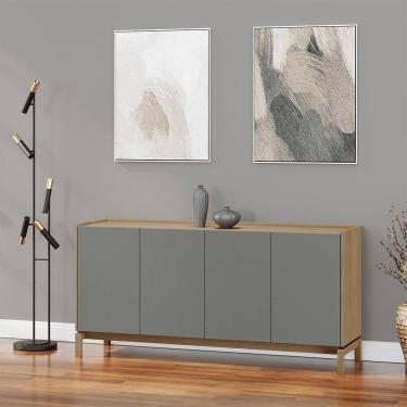 Imagem de Balcão 4 Portas 1 Gaveta Barcelona Madeira Maciça e MDF 2155VZ Oak Ferrolack Finestra