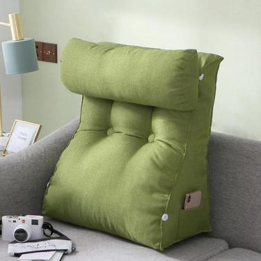 Imagem de Almofada De Leitura E Rolo De Pescoço Destacável, Almofada De Cunha Ajustável, Suporte Para As Costas, Com Espuma De Memória Desfiada, Ótimo Como Encost, Olive Green, 55×60×30cm with headrest