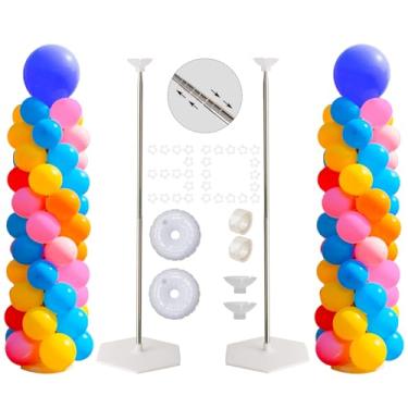 Imagem de Balloon Stand Kit, Set of 2, 7 Feet Adjustable Balloon Column Stand for Floor, Reusable Metal Telescopic Balloon Stands for Floor with Base for Birthday, Wedding, Baby Shower, Graduation Party
