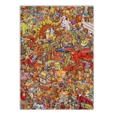 Imagem de Placa Decorativa Ilustração Fantasia Dinossauros Monstros Poster Quarto Sala