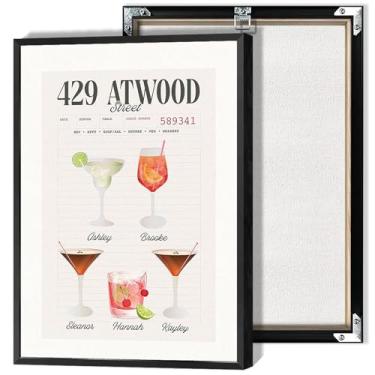 Imagem de Pôster moderno Atwood Coquetel Bebidas Nomes de Vários Vinhos Tela Arte de Parede Desenhada à Mão Bebidas Menu Impressão Pintura para Casa Quarto Dormitório Bar Carrinho Decoração de Parede 30 x 40 cm