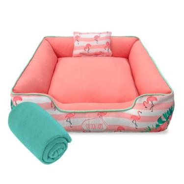 Imagem de Caminha de Cachorro Gato 60x60 3pc Cama Pet Impermeável Com Zíper Mantinha Pet(FLAMINGO SALMAO)