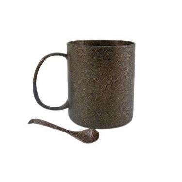 Imagem de Caneca ecológica fibra de coco com colher lisa 350 ml - Irmãos Caneca
