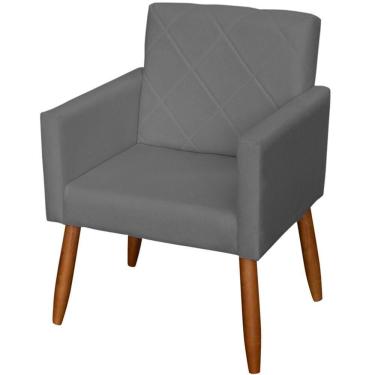 Imagem de Poltrona Decorativa Para Sala Recepção Beatriz Suede Cores Pé Palito Castanho