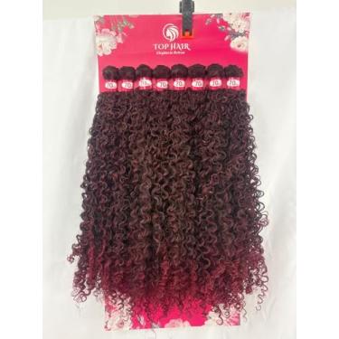 Imagem de Cabelo Cacheado Fibra Bio Humano 70cm 300g 8Telas Top Hair (T1B/BUG castanho+marsala)