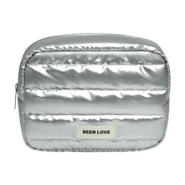 Imagem de KiBcsLic Necessaire de Viagem de Grande Capacidade, Necessaire Prática para Maquiagem No Banheiro, Necessaire Feminina para Pincéis E Acessórios, Prateado