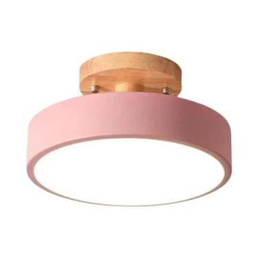 Imagem de Luminária De Teto Redonda De Madeira, Iluminação Industrial Nórdica Pa