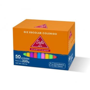 Imagem de Giz Escolar Colorido 220g 50 Unidades  Delta Giz