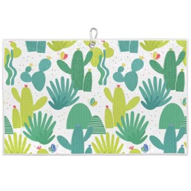 Imagem de Lakiniss Toalha de golfe de cacto verde claro 61 x 38 cm Cinto de secagem rápida absorvente de fibra ultrafina com fivela de escalada resistente, clube de limpeza/taco de golfe portátil e durável para