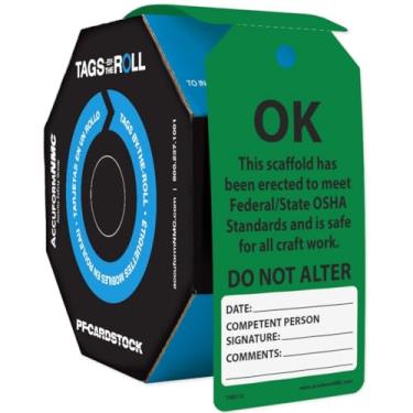 Imagem de AccuformNMC 100 etiquetas de andaimes por rolo, andaime Ok Do Not Alter, etiquetas de andaime compatíveis com OSHA feitas nos EUA, cartolina PF-impermeável, resiste a rasgos, 16 x 7,6 cm, TAR112