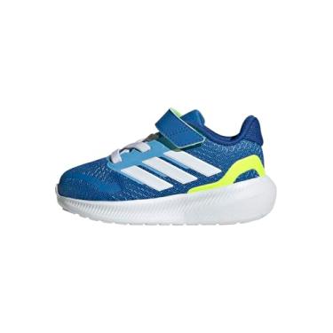 Imagem de adidas Tênis infantil Runfalcon 5 sem cadarço casual - preto, Azul royal/branco/limão lúcido, 18