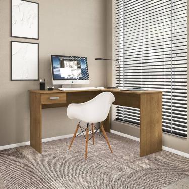 Imagem de Escrivaninha de Canto Politorno Fênix Formato L 1 Gaveta MDP Pintura UV Espaçosa e Funcional