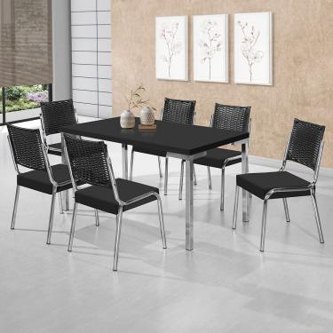 Imagem de Mesa De Jantar Aço Nobre Kansas Com 6 Cadeiras Preto