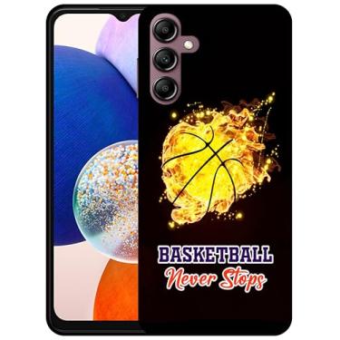 Imagem de SM CASES Capa para Samsung Galaxy A14 4G, Galaxy A14 5G - Basketball Fireball design impresso 3D capa traseira de plástico rígido para Samsung Galaxy A14 4G / A14 5G.