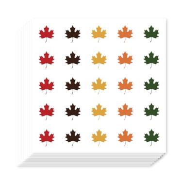 Imagem de AHANDMAKER 500 adesivos autoadesivos de folha de bordo de desenho animado, 1,27 cm, à prova d'água, para dia de Ação de Graças, folhas de outono, para saco de presente, agenda, agenda, scrapbook
