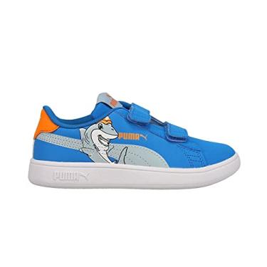 Imagem de PUMA Tênis infantil unissex Smash 2 Hook and Loop, Neblina azul-azul, 1 Big Kid