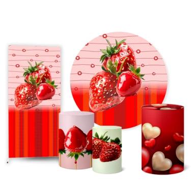 Imagem de Trio Capas Cilindro + Painel Sublimado + Lateral Morango do Amor (K2MRG0006)