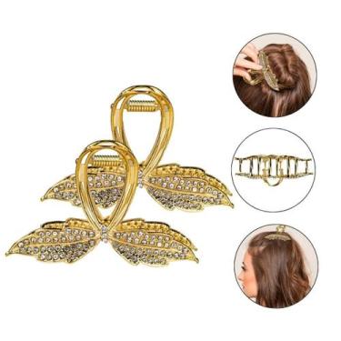 Imagem de Kit 2 Presilhas Metal Formato Ramos Folhas Cabelos Penteados - Arte Se