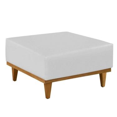 Imagem de Puff Luxo Corino Retangular Base Mesa Madeira Lar & Estilo Branco