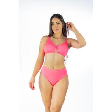 Imagem de Biquíni Feminino Liso com Argola e Amarração Cruzada - Bojo Removível 