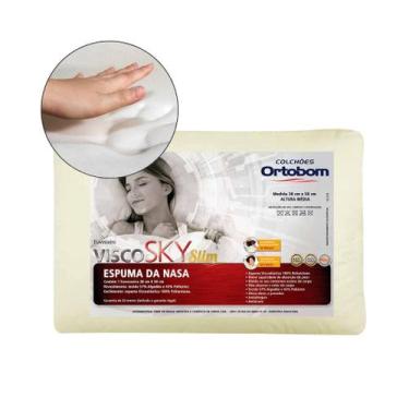 Imagem de Travesseiro Visco Sky Slim Espuma Nasa Antialergico Ortobom