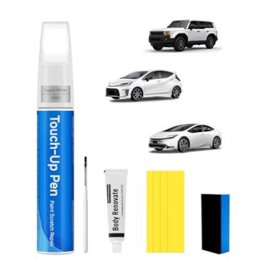 Imagem de Kit de tinta de retoque com cera de reparo de arranhões Kit de tinta de retoque de correspondência exata com cera de reparo de arranhões para carro (para Toyota, super branco superbranco/tampa de gelo