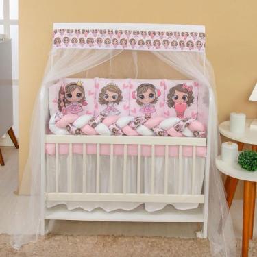 Imagem de Kit Mini Berço 13 peças para Bebê Menina Amiguinhas - AVM Enxovais