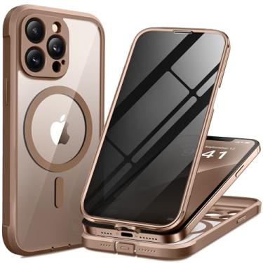 Imagem de BERFY Capa para iPhone 13 Pro Max, compatível com MagSafe, protetor de tela de privacidade integrado e proteção da câmera, capa de telefone transparente à prova de choque para 13 Pro Max de 6,7