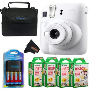 Imagem de Fujifilm Câmera Instax Mini 12 (argila branca) com mini filme Fuji Instant (80 folhas) e pacote essencial PixiBytes...