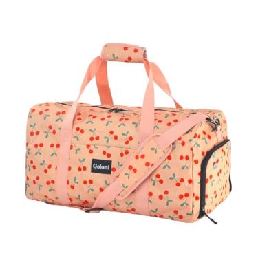 Imagem de Goloni Bolsa esportiva feminina grande de 55,88 cm com compartimento para sapatos para viagem para academia, treino, bagagem, bolsas noturnas, Cereja marrom, Bolsa esportiva de viagem para academia
