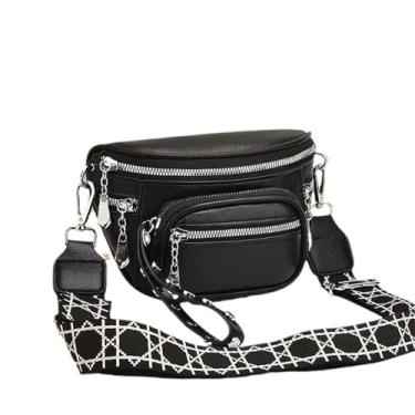 Imagem de Pochete de couro para mulheres e homens, bolsa tiracolo moderna, bolsa de viagem, sela preta