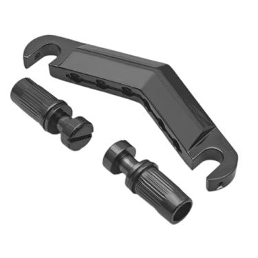 Imagem de Yunhgft Tailpiece de Guitarra Elétrica, Ponte de Guitarra, 6 Cordas, LP, Ferragens em V Resistentes com Pinos de Ancoragem, Preto