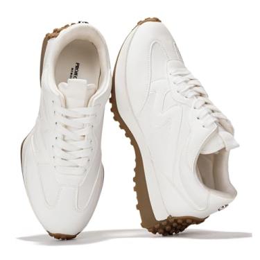 Imagem de Project Cloud Tênis Da Moda Para Mulheres - Sapatos Casuais Confortáveis E Antiderrapantes Com Espuma Viscoelástica Para Mulheres - Tênis Leves Com Cadarço (Lecco, Branco, 7,5)