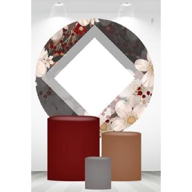 Imagem de Trio Capas Cilindro + Painel Redondo 1,50m Flores (Flores K1FLS027)