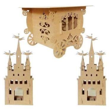 Imagem de Kit Mdf Cru Mesa Carruagem Cubos Castelo - Lúdica Artes