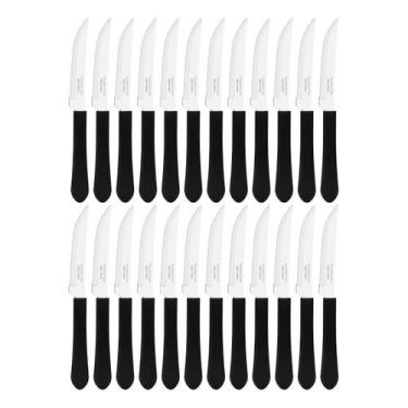 Imagem de Kit 24 Facas de Mesa Churrasco Tramontina Leme Inox Cabo Preto