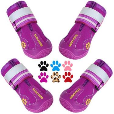 Imagem de Sapatos para cães QUMY para cães grandes, botas médias, roxas, tamanho
