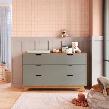 Imagem de Cômoda para Quarto Infantil 6 Gavetas 100% Mdf Alice Verti/ Castanho -
