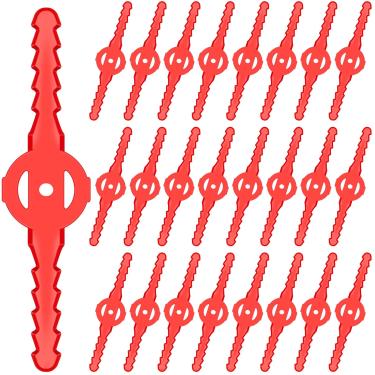 Imagem de Honoson 24 peças de substituição de lâmina de cortador de ervas daninhas de plástico lâmina de cortador de grama acessórios para cortador de grama sem fio jardim (vermelho)