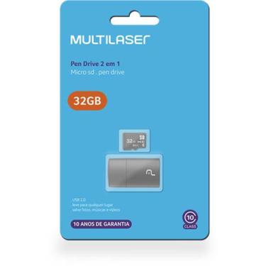 Imagem de Pen Drive USB KIT 2 em 1 32G Micro SD/ADAPT. - Multilaser