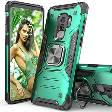 Imagem de IDYStar Capa para Galaxy S9 Plus, capa híbrida de teste de queda com suporte para carro, capa protetora fina para celular para Samsung Galaxy S9 Plus, verde escuro