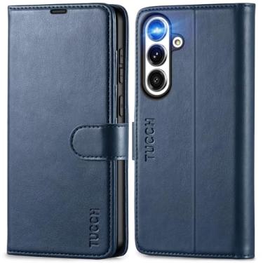 Imagem de TUCCH Capa carteira compatível com Galaxy S25 FE com 4 porta-cartões, suporte com bloqueio RFID, proteção magnética de couro PU [capa interna de TPU à prova de choque] Capa flip (6,7 polegadas) 2025