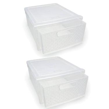 Imagem de Kit 2 Gaveteiros Modular Empilhável Rattan Transparente - Nitron