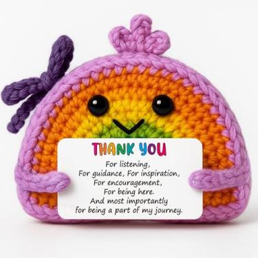 Imagem de Thank You Gifts for Women - Handmade Crochet Rainbow Doll with Positive Card, Thank You for Listening Encouragement, Appreciation Present for Coworker, Friend, Thanksgiving Day Christmas, Birthday