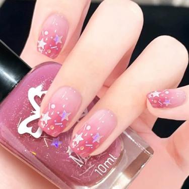 Imagem de KAHSOSE Esmalte de unhas com estrela à base de água, secagem rápida, esmalte com glitter estrela não tóxico, esmalte de glitter grosso para crianças e adultos, esmalte fino com glitter arco-íris para