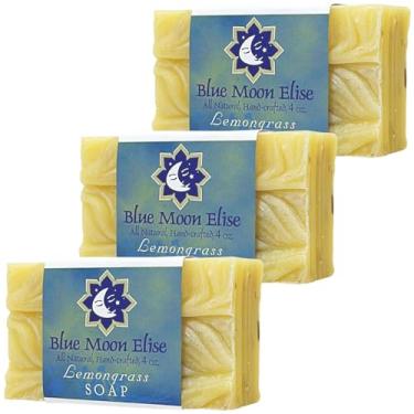 Imagem de Blue Moon Elise Sabonete em barra natural de capim-limão, perfumado com óleos essenciais premium, feito à mão nos EUA, hidratante e terapêutico para rosto/corpo, para pele sensível, para homens e